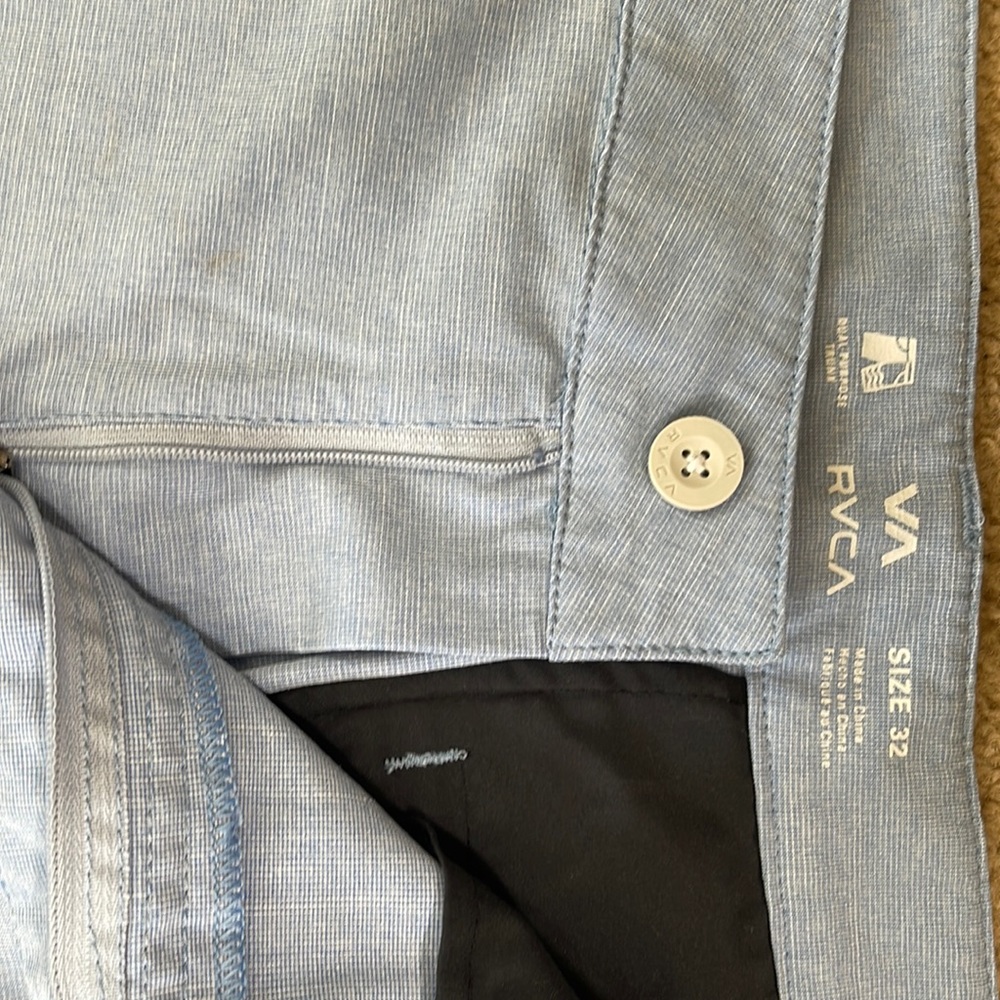 RVCA size 32 light blue dual purpose trunks
